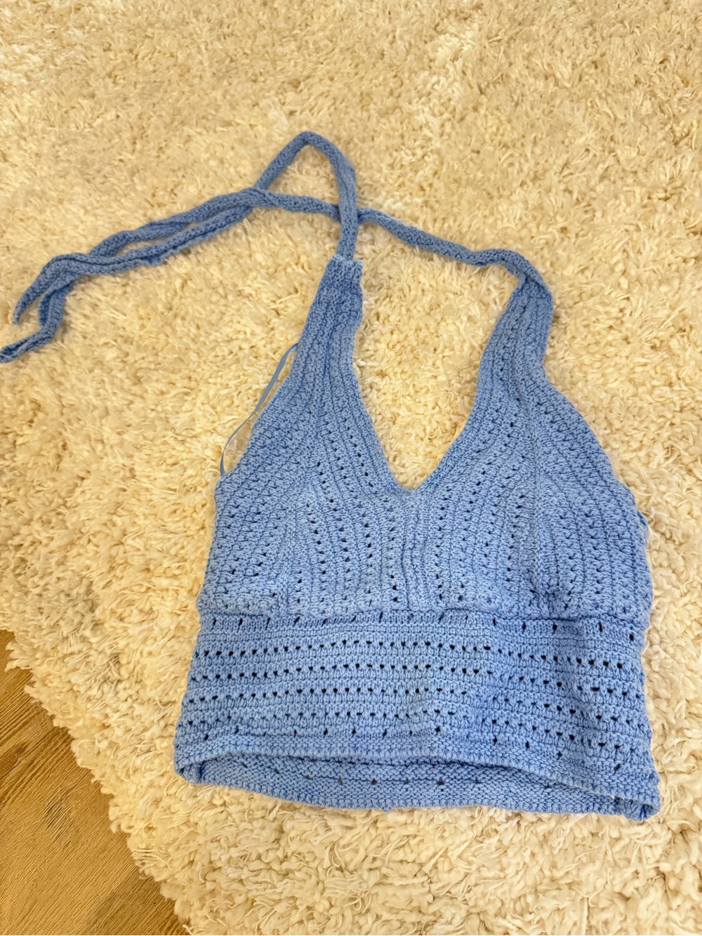 Hollister Light Blue Crochet Halter Camisole